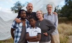 Daniel Digashu, his husband, Johann Potgieter and their son, pictured alongside Anita and Anette Seiler-Lilles.