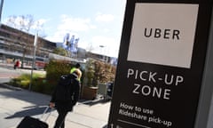 A designated pick-up zone for Uber at Melbourne airport.