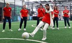 The Nobel peace prize winner Malala Yousafzai enjoys a kickabout with members of the Afghanistan women's team in Melbourne.
