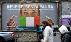 A billboard in Naples reads: ‘All together, without fear.’