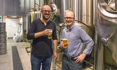 James Grugeon of the Good Beer Co and Darren Kindleysides, the chief executive of the Australian Marine Conservation Society. The two are pictured enjoying craft beers at the Newstead Brewing Company in Brisbane, Australia.