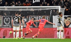 Lautaro Giannetti (centre left) celebrates after scoring what proved to be the winner for Udinese.