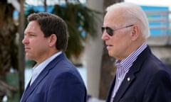 Joe Biden,Ron DeSantis<br>FILE - President Joe Biden and Florida Gov. Ron DeSantis arrive to tour an area impacted by Hurricane Ian on Wednesday, Oct. 5, 2022, in Fort Myers Beach, Fla. (AP Photo/Evan Vucci, File)