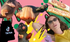 A composite image featuring skywhale, Lorde, Remy from Ratatouille, halloumi cheese and a phone with the TikTok logo on the screen