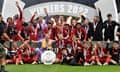 Liverpool celebrate after winning the Community Shield for the first time since 2006.