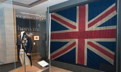 Horatio Nelson’s uniform, left, and the union flag that flew at the Battle of Trafalgar at the National Maritime Museum.