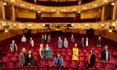 Nica Burns (middle, front) with 19 of her protegés at the Lyric Theatre in London. 