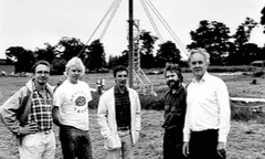 Godfrey Boyle, third from left, as a member of the Open University Alternative Technology Group at a wind test site in 1985.