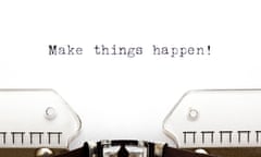 Make Things Happen printed on an old typewriter