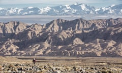 Running in the inaugural Ultra Trail of the Gobi, in 2015.