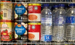 Tinned food and bottled water