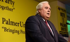 Clive Palmer at the campaign launch of the Palmer United party in Brisbane on Saturday.