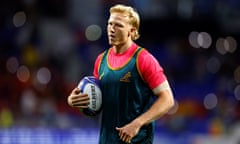Australia's Carter Gordon during the warm up before the match 