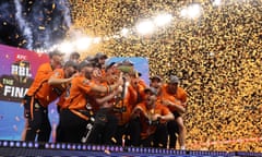 Perth Scorchers celebrate after winning the 2022-23 Big Bash League final against Brisbane Heat.