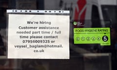 Advert for staff in a shop window in Keswick, in the Lake District