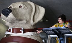 Guide Dogs Members Prepare Float Ahead Of Mardi Gras Debut<br>SYDNEY, AUSTRALIA - FEBRUARY 14: Nicole Barakat, Artist Educator MCA works on the Guide Dogs NSW/ACT and MCA Mardi Gras float entitled, Feel the Love on February 14, 2020 in Sydney, Australia. Gulliver, a fibre-glass Labrador, has toured Australia for years promoting services provided by Guide Dogs for people who have low vision or are vision impaired. Standing 4.3m tall and weighing 690kg, Gulliver will lead a group representing Guide Dogs for the first time in the Sydney Gay and Lesbian Mardi Gras parade on Saturday 29 February. (Photo by Lisa Maree Williams/Getty Images)