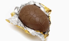 Milk chocolate easter egg in gold foil