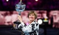 Margaret Court poses with an Australian Open trophy