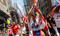 Participants take part in2019 World Pride NYC and Stonewall 50th LGBTQ Pride Parade in New York<br>Participants take part in the 2019 World Pride NYC and Stonewall 50th LGBTQ Pride Parade in New York, U.S., June 30, 2019 REUTERS/Jeenah Moon