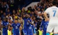 Chelsea's Romelu Lukaku celebrates scoring their first goal.