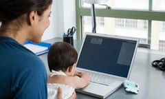 Mother and baby using a laptop