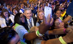 Greg Foran (center), chief executive officer and president of Wal-Mart U.S., takes photos with associates before the annual Wal-Mart Shareholders Meeting on Friday, June 3, 2016, in Fayetteville, Ark. (Jason Ivester/The Arkansas Democrat-Gazette via AP) MANDATORY CREDIT