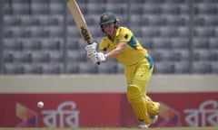 Bangladesh v Australia - Women's T20 Series: Game 2<br>DHAKA, BANGLADESH - APRIL 02: Georgia Wareham of Australia bats during game two of the Women's T20 International series between Bangladesh and Australia at Sher-e-Bangla National Cricket Stadium on April 02, 2024 in Dhaka, Bangladesh. (Photo by Abhishek Chinnappa/Getty Images)