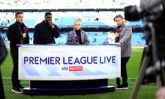 Sky presenter David Jones (right) alongside pundits Gary Neville, Micah Richards and Izzy Christiansen.