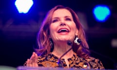 ENTERTAINMENT-CANADA-FILM-CINEMA FESTIVAL<br>Actress Geena Davis speaks during the “Share Her Journey,” a rally for women in film, at the Toronto International Film Festival in Toronto on September 8, 2018. (Photo by Geoff Robins / AFP)GEOFF ROBINS/AFP/Getty Images