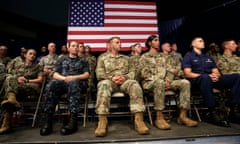 Troops listen to Donald Trump’s Afghanistan policy at Fort Meyer, Virginia.