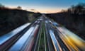 Light Trails of Fast Moving Cars on Busy Motorway at Dusk<br>FGM1AG Light Trails of Fast Moving Cars on Busy Motorway at Dusk