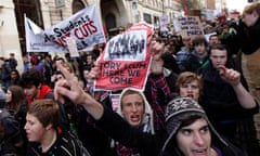 students carrying placards at a protest