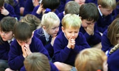  Pupils at assembly at Emmaus Primary School, Croxteth Park, Liverpool