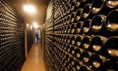 Bottles are seen in the cellar of Chateau Le Puy in Saint Cibard