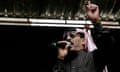 Singer Omar Souleyman of Syria gestures