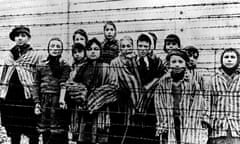 Children at the Auschwitz concentration camp on 27 January 1945, just after the liberation by the So