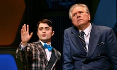 Daniel Radcliffe and John Larroquette in Broadway's How to Succeed in Business Without Really Trying