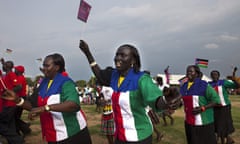 South Sudanese women dance at a festival to  celebrate the country's anniversary of independence