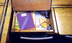 An old wooden school desk