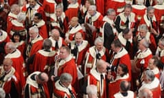 Peers leave the House of Lords in 2012