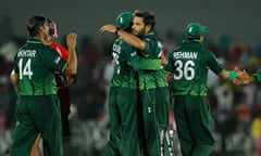 Pakistan celebrate after defeating Kenya in the ICC Cricket World Cup last year