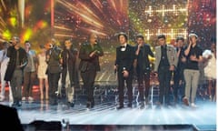 The X Factor contestants sing their charity single along with JLS and One Direction