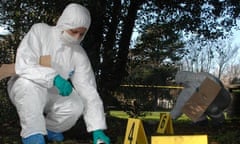 Students at Portsmouth University undertake a mock crime scene investigation