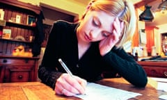 Kate McAuley filling in UCAS form looking stressed