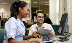 Student Nurse studying on a computer in London