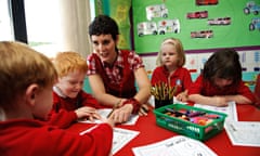 Young woman teacher in aprimary school 