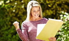 girl excited by envelope