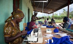 MDG : Millennium Villages project : Women are seen working in the knitting cooperative in Mayange