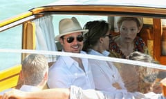 Brad Pitt in Venice with Tilda Swinton and Frances McDormand August 2007