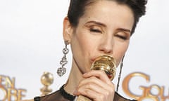 Sally Hawkins with her Golden Globe for best actress in a musical/comedy